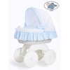Couffin sur Roues en Osier Blanc Zigzag Blanc Bleu Hannah