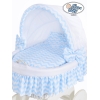 Couffin sur Roues en Osier Blanc Zigzag Blanc Bleu Hannah