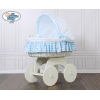 Couffin sur Roues en Osier Blanc Zigzag Blanc Bleu Hannah