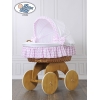 Couffin sur Roues en Osier Naturel Zigzag Rose Hannah