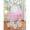 Couffins en Osier avec Capote  Rose Blanc Glamour