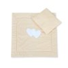 Coussin et Couverture pour Landau Bébé Beige à Pois Cœurs