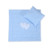 Coussin et Couverture pour Landau Bébé Bleu à Carreaux Cœurs