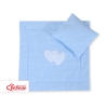 Coussin et Couverture pour Landau Bébé Bleu à Carreaux Cœurs