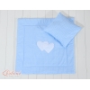 Coussin et Couverture pour Landau Bébé Bleu à Carreaux Cœurs