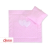 Coussin et Couverture pour Landau Bébé Rose à Pois Cœurs