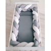 Coussin Tressé Tour de Lit Extra épais à Long Noeud Oreiller XXL Blanc Gris Anthracite