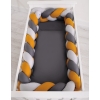 Coussin Tressé Tour de Lit Extra épais à Long Noeud Oreiller XXL Gris Anthracite Miel