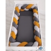 Coussin Tressé Tour de Lit Extra épais à Long Noeud Oreiller XXL Gris Anthracite Miel