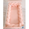 Coussin Tressé Tour de Lit Extra épais à Long Noeud Oreiller XXL Rose Poudré