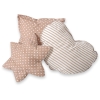 Ensemble de Coussin 3 pcs Brun Beige à Pois Rayures