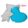 Ensemble de Coussin 3 pcs pour Tipi Gris Turquoise à Carreaux