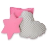 Ensemble de Coussin 3 pcs Rose Gris à Carreaux