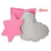 Ensemble de Coussin 3 pcs Rose Gris à Carreaux