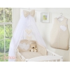 Ensemble de Linge de Lit 5 pcs avec Moustiquaire Beige à Pois Cœurs