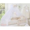 Ensemble de Linge de Lit 5 pcs avec Moustiquaire Beige à Pois Cœurs