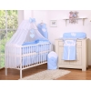 Ensemble de Linge de Lit 5 pcs avec Moustiquaire Bleu à Pois Cœurs