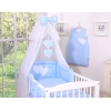 Ensemble de Linge de Lit 5 pcs avec Moustiquaire Bleu à Pois Cœurs