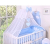 Ensemble de Linge de Lit 5 pcs avec Moustiquaire Bleu à Pois Cœurs
