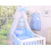 Ensemble de Linge de Lit 5 pcs avec Moustiquaire Bleu à Pois Cœurs