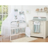 Ensemble de Linge de Lit 5 pcs avec Moustiquaire Brun Rayures Cœurs