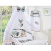 Ensemble de Linge de Lit 5 pcs avec Moustiquaire Brun Rayures Cœurs