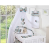 Ensemble de Linge de Lit 5 pcs avec Moustiquaire Brun Rayures Cœurs
