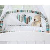 Ensemble de Linge de Lit 5 pcs avec Moustiquaire Brun Rayures Cœurs