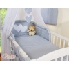 Ensemble de Linge de Lit 5 pcs avec Moustiquaire Gris à Pois Cœurs