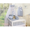 Ensemble de Linge de Lit 5 pcs avec Moustiquaire Gris à Pois Cœurs
