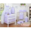Ensemble de Linge de Lit 5 pcs avec Moustiquaire Lila à Pois Cœurs