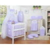 Ensemble de Linge de Lit 5 pcs avec Moustiquaire Lila à Pois Cœurs