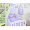 Ensemble de Linge de Lit 5 pcs avec Moustiquaire Lila à Pois Cœurs
