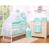 Ensemble de Linge de Lit 5 pcs avec Moustiquaire Menthe Cœurs