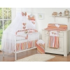 Ensemble de Linge de Lit 5 pcs avec Moustiquaire Orange Rayures Cœurs