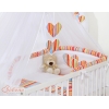Ensemble de Linge de Lit 5 pcs avec Moustiquaire Orange Rayures Cœurs