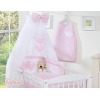 Ensemble de Linge de Lit 5 pcs avec Moustiquaire Rose à Carreaux Cœurs