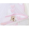 Ensemble de Linge de Lit 5 pcs avec Moustiquaire Rose à Carreaux Cœurs