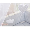 Ensemble de Linge de Lit 6 pcs pour Lit de Cododo Gris à Pois Cœurs
