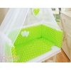 Ensemble de Linge de Lit 6 pcs pour Lit de Cododo Vert à Pois Cœurs
