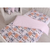 Ensemble de Linge de Lit Enfant 2 pcs 140x200 cm JUNIOR Rose Gris Chats