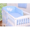 Ensemble de Linge de Lit pour Bébé 3 pcs Bleu à Pois Cœurs