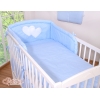 Ensemble de Linge de Lit pour Bébé 3 pcs Bleu à Pois Cœurs