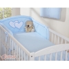 Ensemble de Linge de Lit pour Bébé 3 pcs Bleu Cœurs