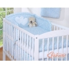 Ensemble de Linge de Lit pour Bébé 3 pcs Bleu Fleurs Cœurs