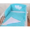 Ensemble de Linge de Lit pour Bébé 3 pcs Turquoise à Pois Cœurs