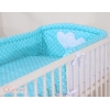 Ensemble de Linge de Lit pour Bébé 3 pcs Turquoise à Pois Cœurs