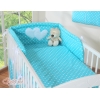 Ensemble de Linge de Lit pour Bébé 3 pcs Turquoise à Pois Cœurs