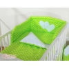Ensemble de Linge de Lit pour Bébé 3 pcs Vert à Pois Cœurs