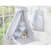 Ensemble de Linge de Lit pour Bébé 5 pcs - avec Baldaquin Gris Cœurs